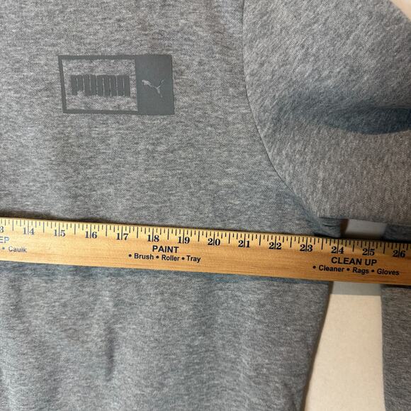 Puma Tracksuit Set Mens Large Heather Gray Stretch Logo Fleece Lined Crewneck - Picture 15 of 16